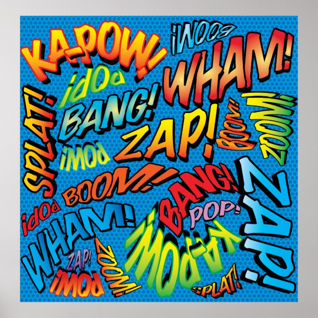 Fun Retro Comic Book Pop Art Sounds Poster (Front)