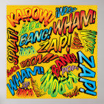 Fun Retro Comic Book Pop Art Sounds Poster<br><div class="desc">A fun,  cool and trendy retro comic book pop art-inspired design that puts the wham,  zap,  pow into your day. The perfect gift for superheroes,  your friends,  family or as a treat to yourself. Designed by ComicBookPop© at www.zazzle.com/comicbookpop*</div>