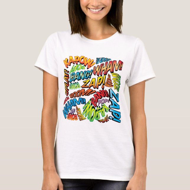 Fun Retro Comic Book Pop Art Sounds T-Shirt (Front)