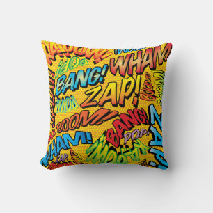 Fun Retro Comic Book Pop Art Sounds Throw Pillow