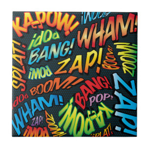 Fun Retro Comic Book Pop Art Sounds Tile