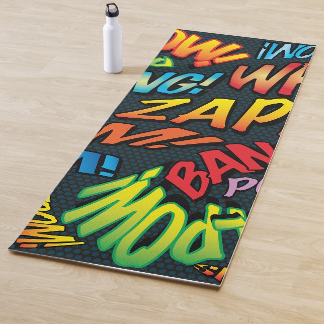Fun Retro Comic Book Pop Art Sounds Yoga Mat (In Situ)