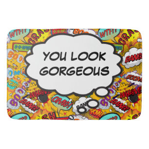 Fun Retro Comic Book Pop Art YOU LOOK GORGEOUS Bath Mat