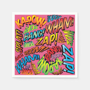 Fun Retro Comic Book Sounds Napkins