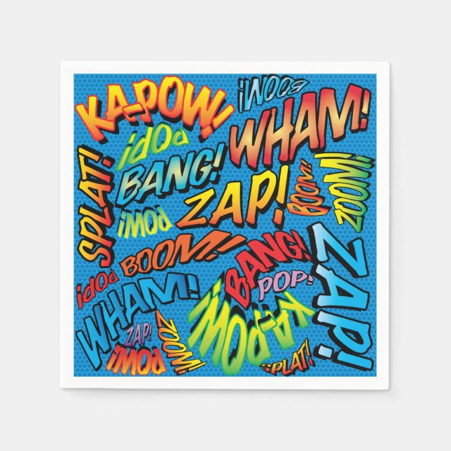 Fun Retro Comic Book Sounds Napkins (Front)