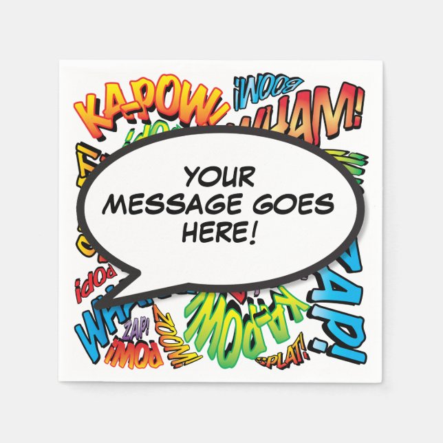 Fun Retro Comic Book  Speech Bubble Napkins (Front)