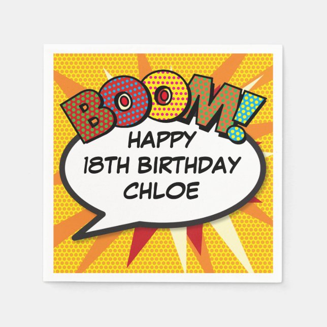 Fun Retro Comic Book Speech Bubble Napkins (Front)