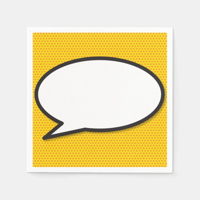 Fun Retro Comic Book Speech Bubble Paper Napkins (Front)