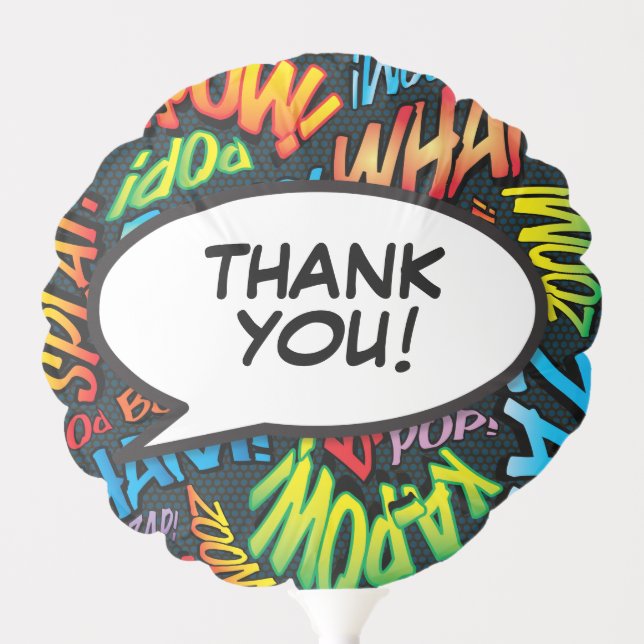 Fun Retro Comic Book Speech Bubble Thank you Balloon (Front)