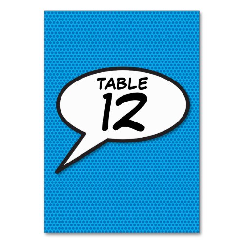 Fun Retro Comic Book Theme Wedding Table Number