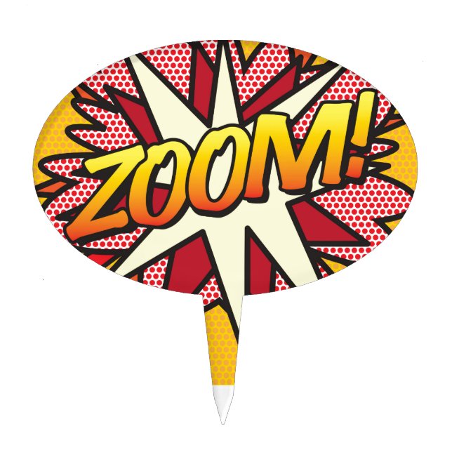 Fun Retro Comic Book ZOOM Cake Topper (Front)