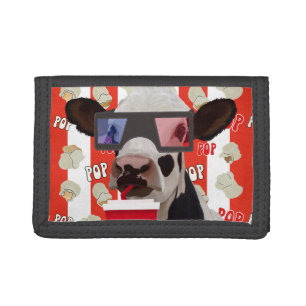 Fun Retro Cow Popcorn Pattern Tri-fold Wallet