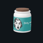 Fun Retro Curse Money Jar<br><div class="desc">White ceramic jar, with a cork lid, and vintage cartoon graphics of a woman gasping. White text reads, Dirty mouth %$#!*! Curse Jar (Vacation Fund), and is customizable to read anything you want. Great gift idea for your dirty mouth family or friends.</div>