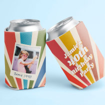 Fun Retro Custom 40th Birthday Vintage Photo Can Cooler