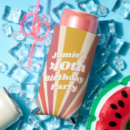 Fun Retro Custom 40th Birthday Vintage Photo Seltzer Can Cooler