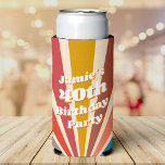 Fun Retro Custom 40th Birthday Vintage Photo Seltzer Can Cooler<br><div class="desc">This custom modern retro fun vintage rainbow sunburst photo 40th birthday party can cooler is a fantastic accessory for anyone who is looking to celebrate their milestone birthday in style. Featuring a retro-inspired sunburst design in a rainbow of colors, this can cooler is sure to be a hit at any...</div>