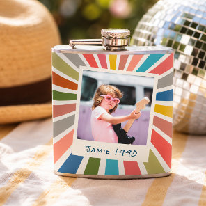 Fun Retro Custom Birthday Vintage Photo Flask