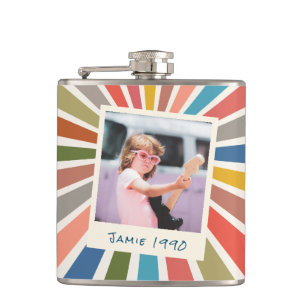 Fun Retro Custom Birthday Vintage Photo Flask
