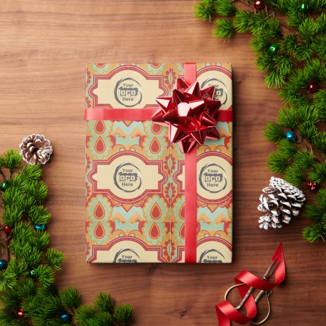 Fun Retro Custom 'you logo here"  Wrapping Paper (Holiday Gift)