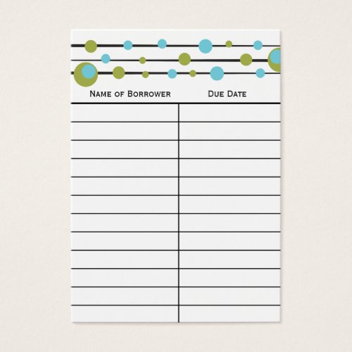 Fun Retro Dot Book Insert Card. Business Cards