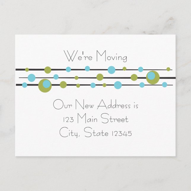 Fun Retro Dots Announcement Postcard (Front)