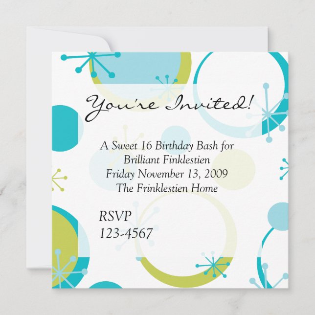 Fun Retro Dots Invitation (Front)