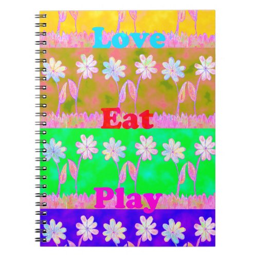 Fun Retro Floral Art Design Notebook