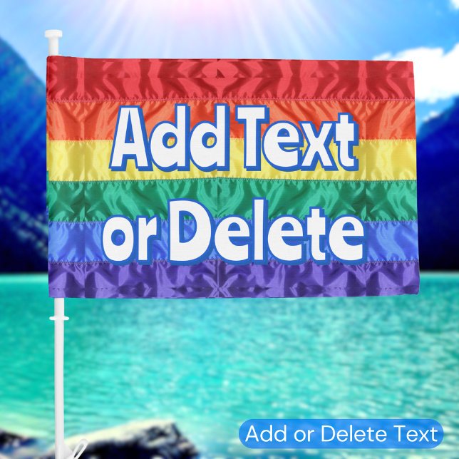 Fun Retro Font Personalized Text Gay Pride Rainbow Car Flag (Creator Uploaded)