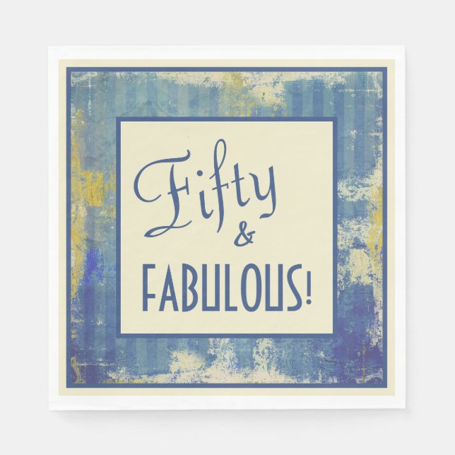 Fun Retro Framed Fifty & FABULOUS! 50th Birthday Napkins (Front)