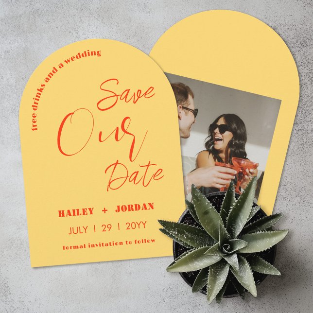 Fun Retro Free Drinks and a Wedding  Save The Date (Creator Uploaded)