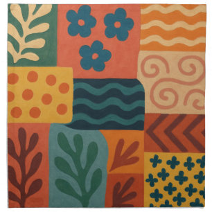 Fun Retro Garden Collage Pattern Motif Cloth Napkin