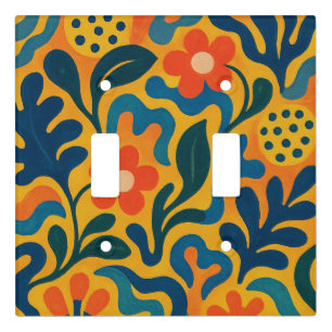Fun Retro Garden Collage Pattern Motif Light Switch Cover