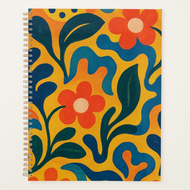 Fun Retro Garden Collage Pattern Motif Planner (Front)