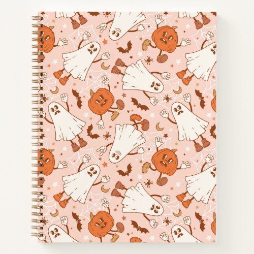 Fun Retro Ghost  Jack_O_Lantern Pattern Notebook