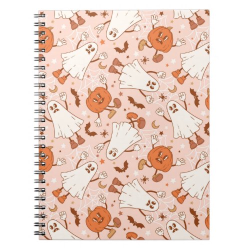 Fun Retro Ghost  Jack_O_Lantern Pattern Notebook