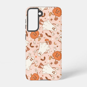 Fun Retro Ghost & Jack-O-Lantern Pattern Samsung Galaxy S21 Case
