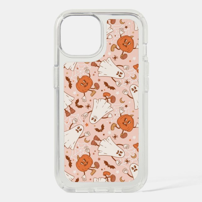 Fun Retro Ghost & Jack-O-Lantern Pattern Speck iPhone Case (Front)
