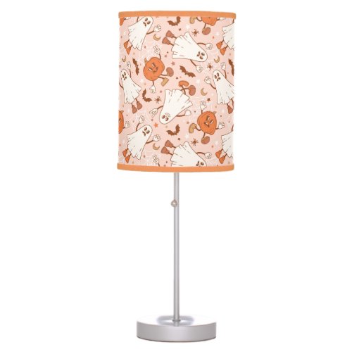 Fun Retro Ghost  Jack_O_Lantern Pattern Table Lamp