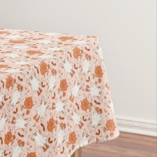Fun Retro Ghost & Jack-O-Lantern Pattern Tablecloth