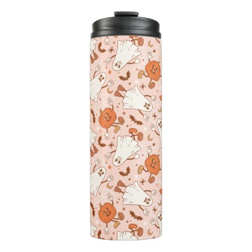 Fun Retro Ghost  Jack_O_Lantern Pattern Thermal Tumbler