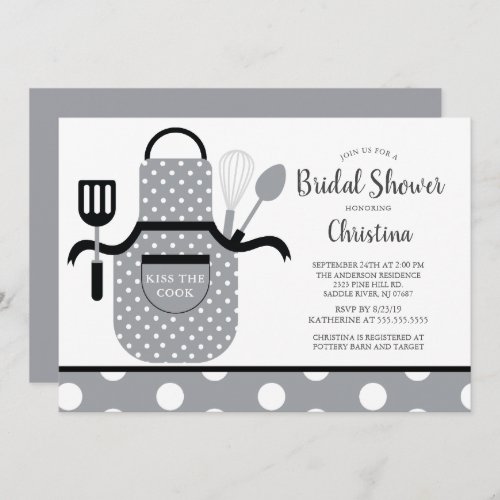 Fun Retro Gray Kitchen Bridal Shower Invitation