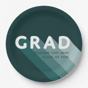 Fun Retro Green White Graduation Party Paper Plates