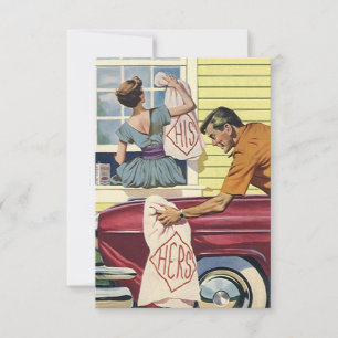 Fun Retro His & Hers Couple's Shower Invitations