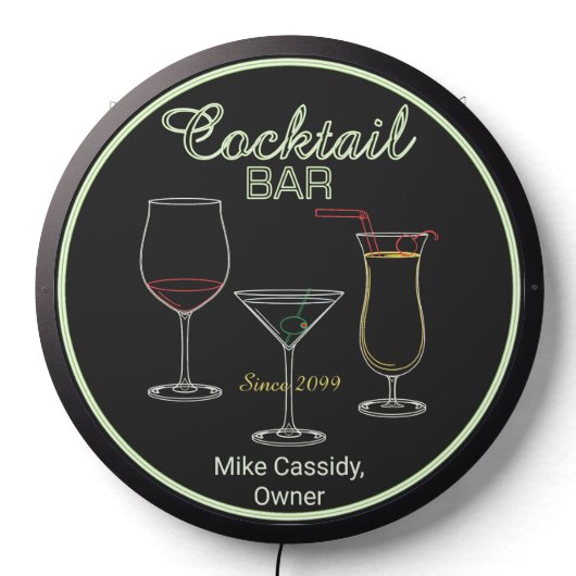 Fun Retro Home Cocktail Bar LED Sign (Lights Off)