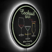 Fun Retro Home Cocktail Bar LED Sign (Angle)