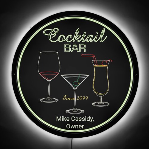 Fun Retro Home Cocktail Bar LED Sign