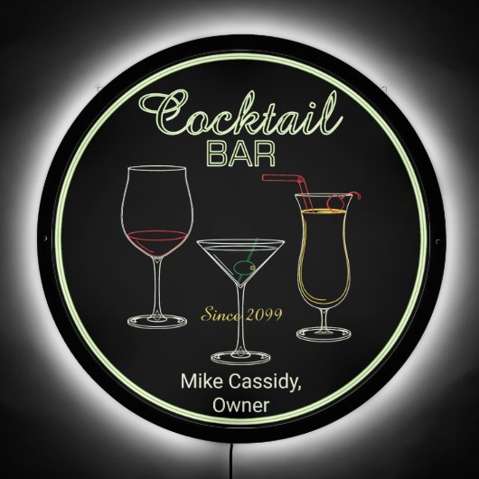 Fun Retro Home Cocktail Bar LED Sign (Front)