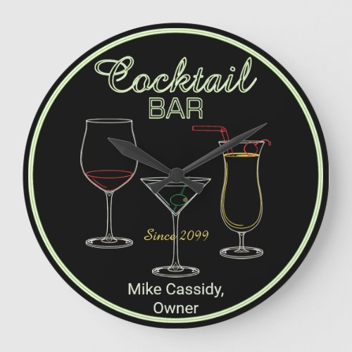 Fun Retro Home Cocktail Bar Wall Clock