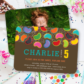Fun Retro Jellybeans Pop Photo Kids Birthday Party Invitation
