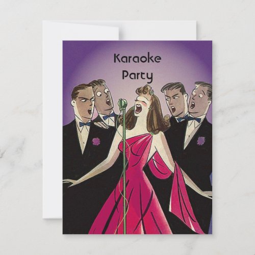 Fun Retro Karaoke Singing Party Social Invitations
